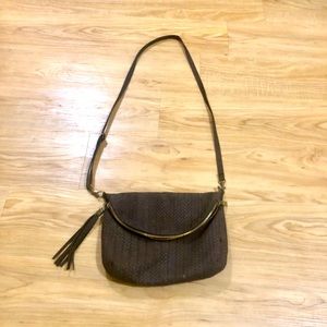 Brown leather woven purse from Spain